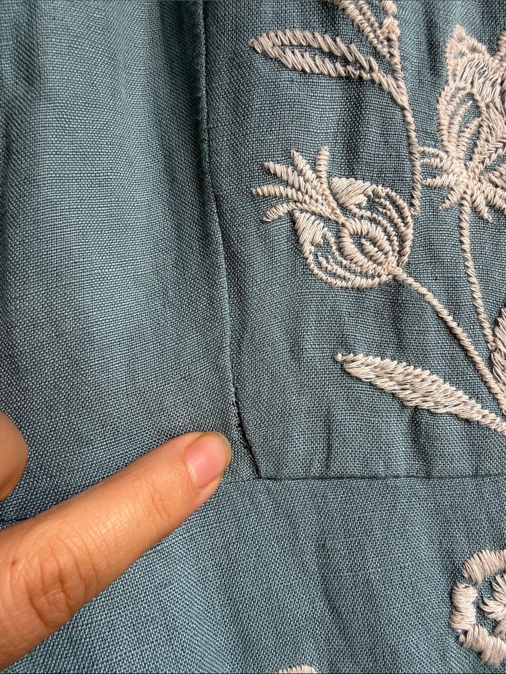 Crown & Ivy Embroidered Teal Button-Front Shirt Dress with Belt Size XL - Picture 11 of 14